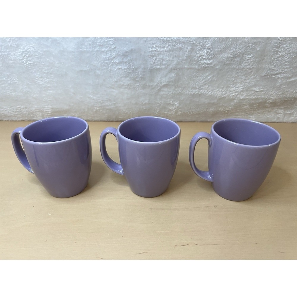 Corelle Stoneware Purple Lavender Coffee Mugs Set of 3 Made in Thailand - Picture 3 of 7